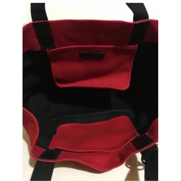 Michael Kors red & black canvas tote handbag - Picture 7 of 8